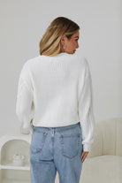 Rheane Knit in White white all-over patterned knit jumper side view