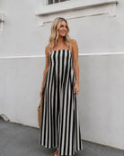 Women's black stripe maxi dress, the Rhiannon Black Stripe Dress by Esther & Co