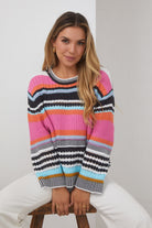 Roberta Knit in Multi womens pink multi knit jumper styled outfit