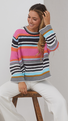 Roberta Knit in Multi multicolour printed relaxed fit knit full length view