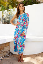 Women's multicoloured floral wrap style midaxi dress by Esther & Co