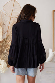 Rogelia Blouse - Black-Tops-Womens Clothing-ESTHER & CO.