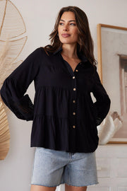 Rogelia Blouse - Black-Tops-Womens Clothing-ESTHER & CO.