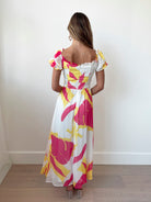Women's multi tone a-line maxi dress with waist cutout by Esther & Co