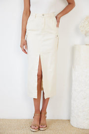 Rominne Skirt - Cream Denim-Skirts-Womens Clothing-ESTHER & CO.