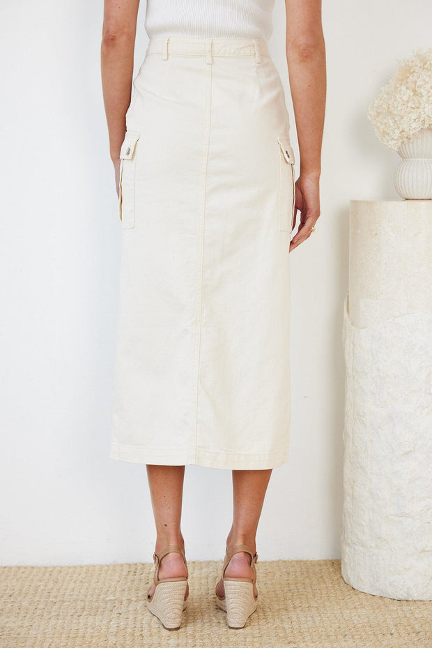 Rominne Skirt - Cream Denim-Skirts-Womens Clothing-ESTHER & CO.