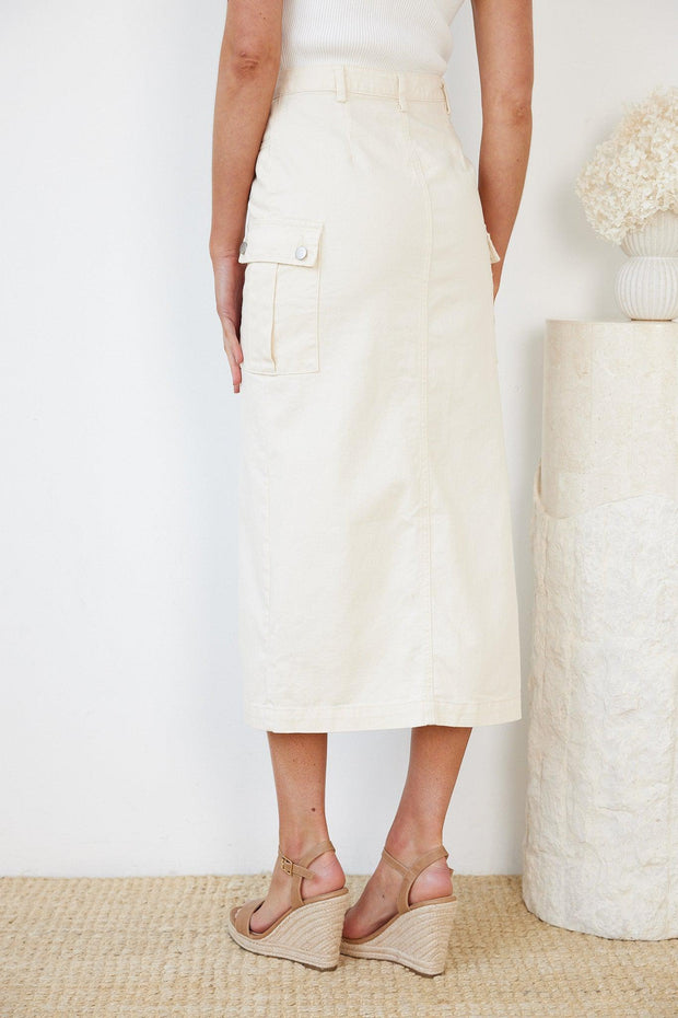 Rominne Skirt - Cream Denim-Skirts-Womens Clothing-ESTHER & CO.