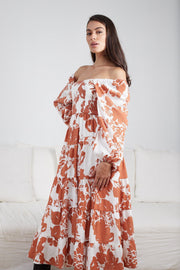 Rubia Dress - Brown Print-Dresses-Womens Clothing-ESTHER & CO.