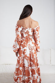 Rubia Dress - Brown Print-Dresses-Womens Clothing-ESTHER & CO.