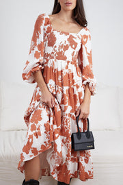 Rubia Dress - Brown Print-Dresses-Womens Clothing-ESTHER & CO.