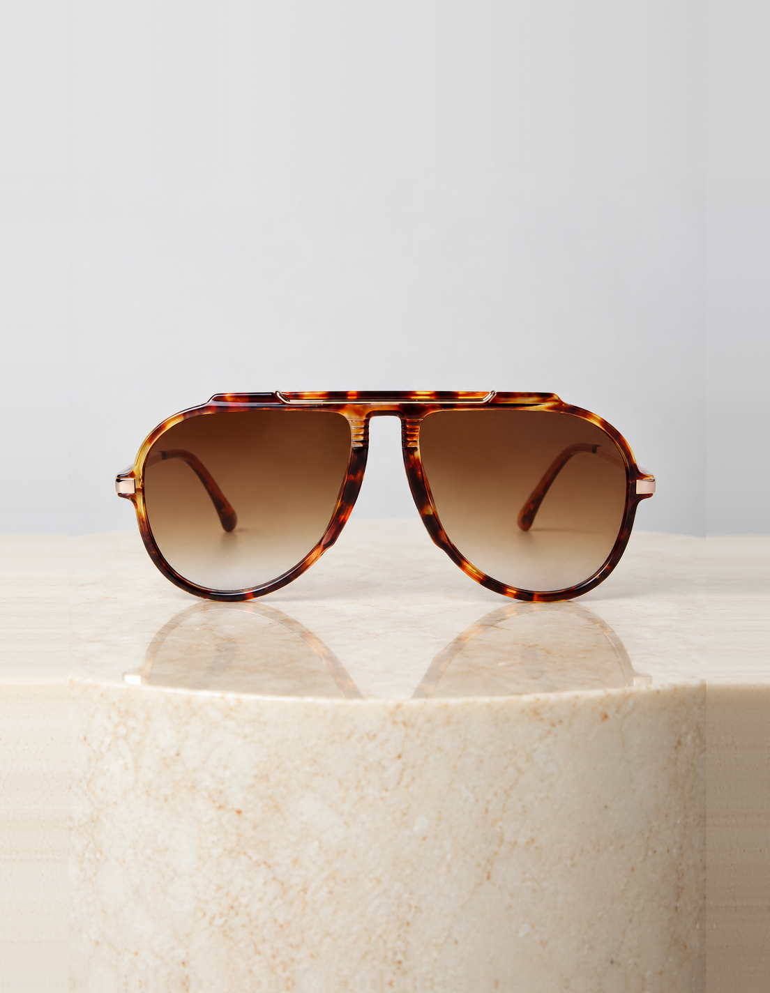 Rhys Sunglasses in Tortoise Shell, women's tortoiseshell acetate oversized aviator sunglasses by Esther & Co, view 2