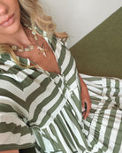 Serah khaki stripe dress, back view
