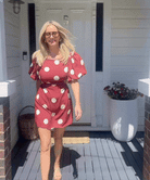 Women's wine spot puff sleeve mini dress front view by Esther & Co