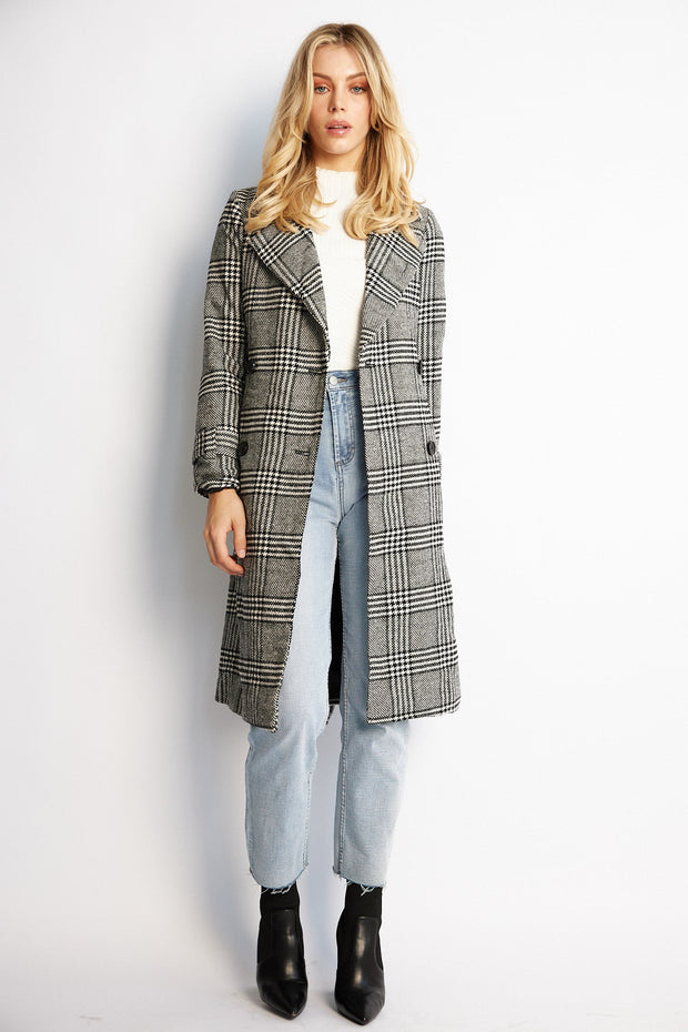Shanice Coat - Grey Check-Coats-Womens Clothing-ESTHER & CO.