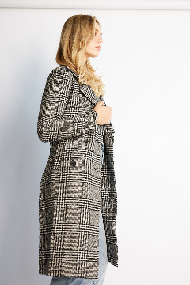Shanice Coat - Grey Check-Coats-Womens Clothing-ESTHER & CO.