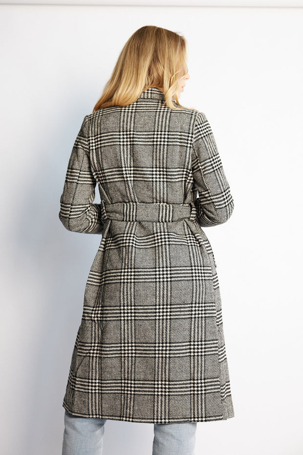 Shanice Coat - Grey Check-Coats-Womens Clothing-ESTHER & CO.