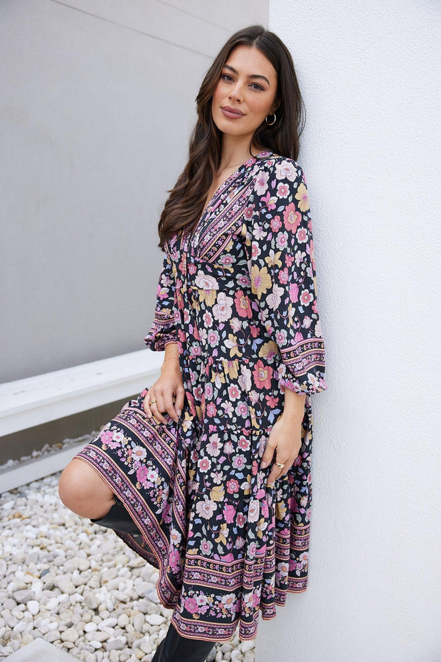 Shayleen Dress - Black Floral-Dresses-Womens Clothing-ESTHER & CO.