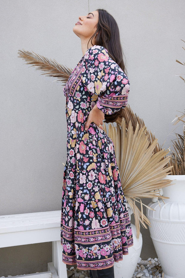 Shayleen Dress - Black Floral-Dresses-Womens Clothing-ESTHER & CO.