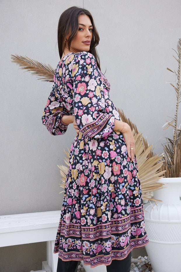 Shayleen Dress - Black Floral-Dresses-Womens Clothing-ESTHER & CO.