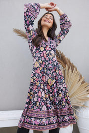 Shayleen Dress - Black Floral-Dresses-Womens Clothing-ESTHER & CO.