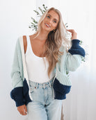Sheona sage multi knit cardigan, full length