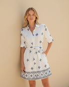Women's cream floral print shirt dress, the Simone Cream Print Dress by Esther & Co