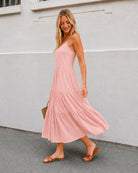 Women's pink spot dress side view by Esther & Co