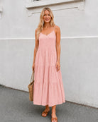 Women's pink spot dress styled outfit by Esther & Co