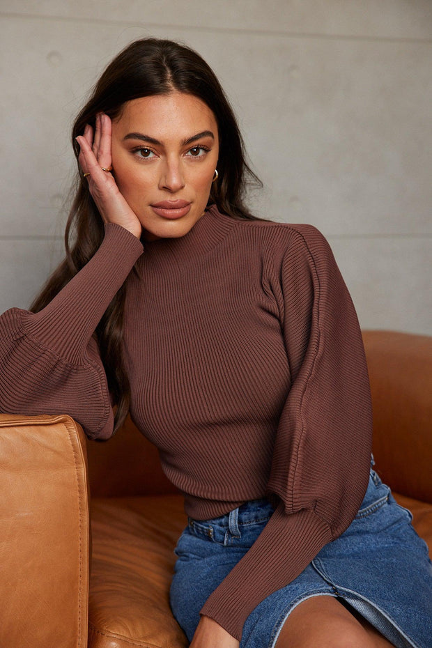 Tibby Top - Chocolate-Tops-Womens Clothing-ESTHER & CO.