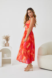 Trisha Dress - Orange Print
