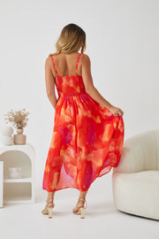 Trisha Dress - Orange Print