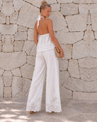 Women's white cotton cutwork halter top, the Tyla Top in Cotton Halo by Esther & Co