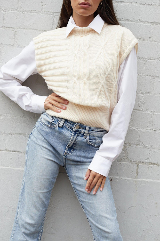 Vanya Knit Top - Cream-Knitwear-Womens Clothing-ESTHER & CO.