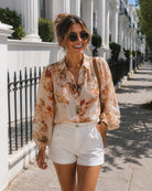 Veiga Blouse in Cream Floral — women's floral print blouse