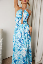 Xavia Dress - Blue Marble Print