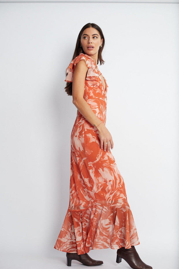 Zalika Dress - Orange Print-Dresses-Womens Clothing-ESTHER & CO.