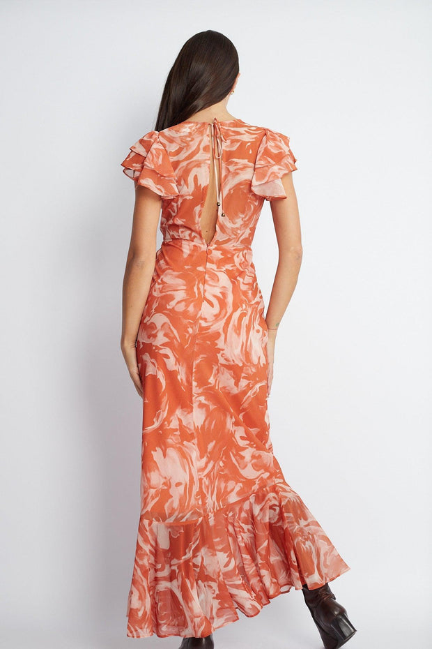 Zalika Dress - Orange Print-Dresses-Womens Clothing-ESTHER & CO.