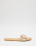 Women's vanilla linen flat sandals, the Gusta Sandals by Esther & Co