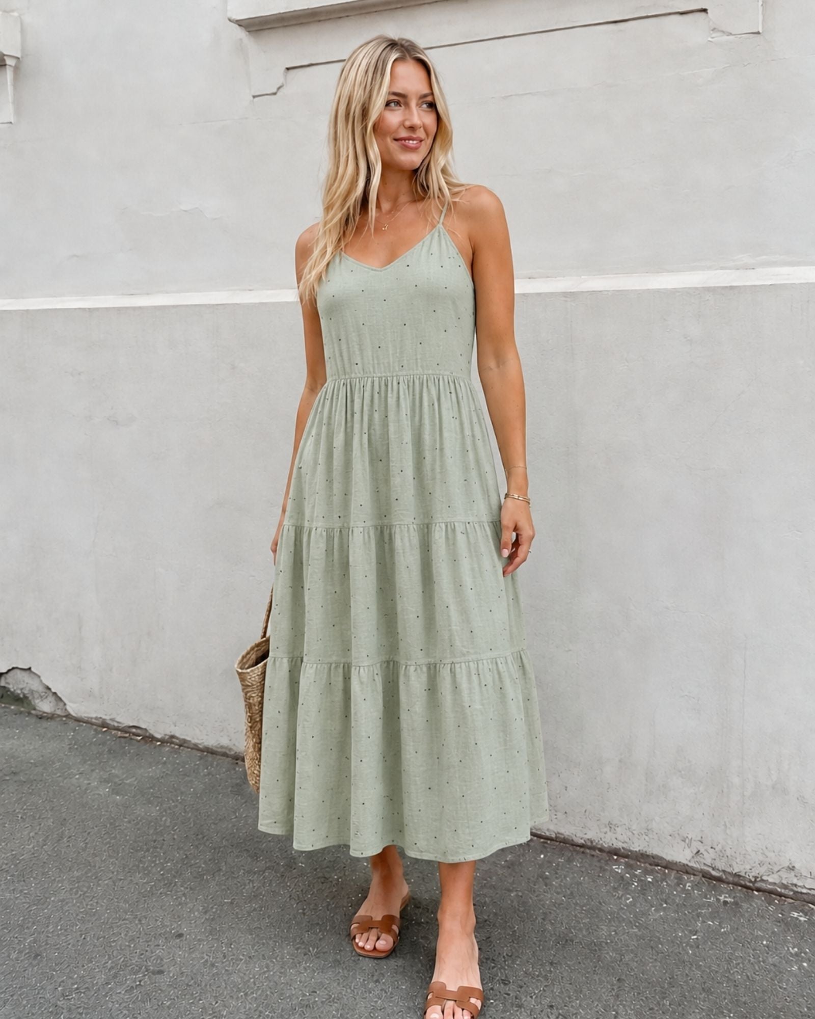 Women's sage spot dress, the Sona Dress in Sage Spot by Esther & Co
