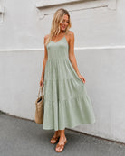Women's sage spot dress side view by Esther & Co