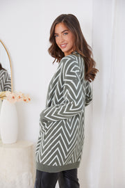 Camdenne Cardigan - Khaki Print