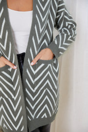 Camdenne Cardigan - Khaki Print