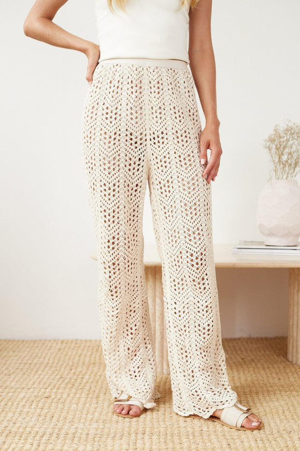 Daryllyn Crochet Pants - Beige-Pants-Womens Clothing-ESTHER & CO.