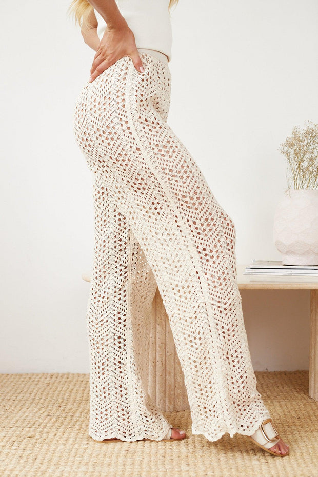 Daryllyn Crochet Pants - Beige-Pants-Womens Clothing-ESTHER & CO.