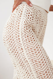 Daryllyn Crochet Pants - Beige-Pants-Womens Clothing-ESTHER & CO.