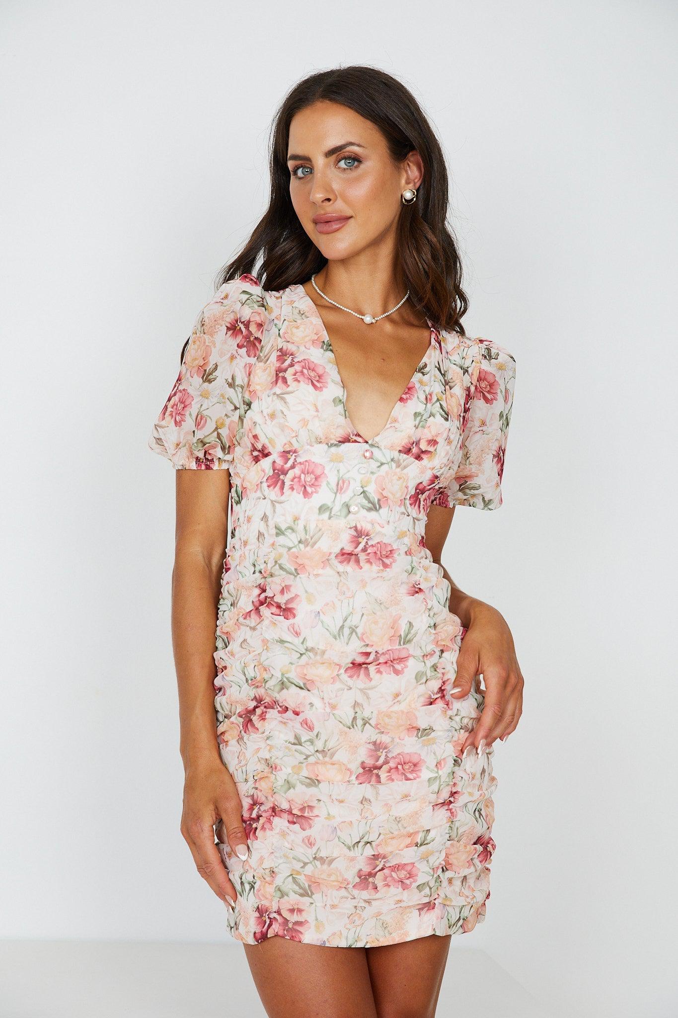 Missguided pink deals floral dress