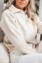 Merete Knit in Beige womens beige knit jumper close up detail