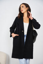 Fireplace Coat in Black womens black knit trench coat styled outfit