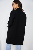 Fireplace Coat in Black black knit trench coat full length view