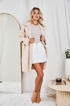 Fireplace Coat in Cream cream open-front knit trench coat side view